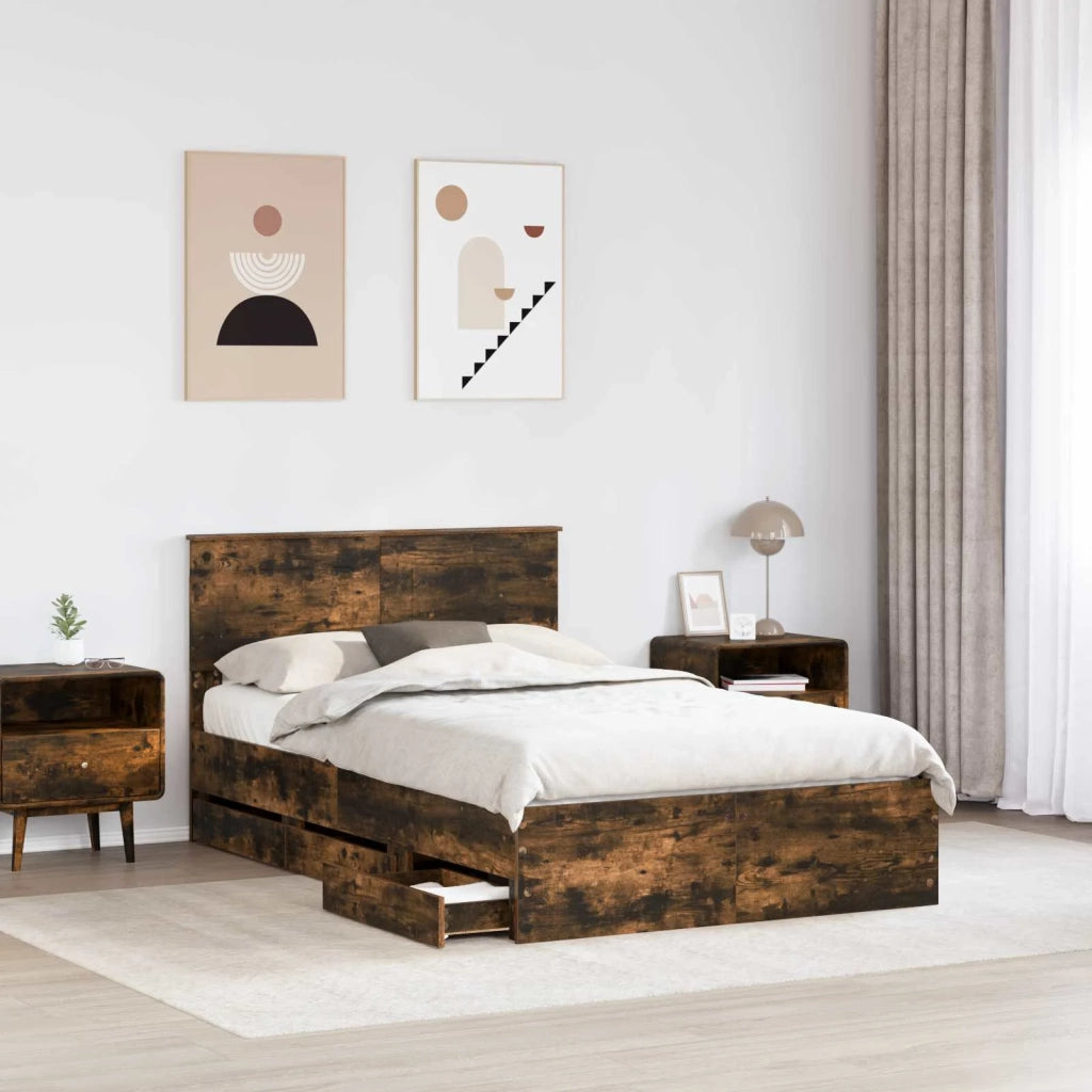 Struttura del letto con cassetto Rovere fumé 120 x 190 cm 3408002