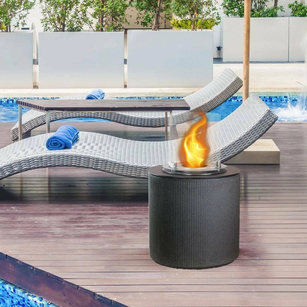 Camino a bioetanolo Maynila, Caminetto ecologico, Focolare senza fumo, Riscaldatore ad etanolo, Made in Italy, 36x36 h56 cm, Nero