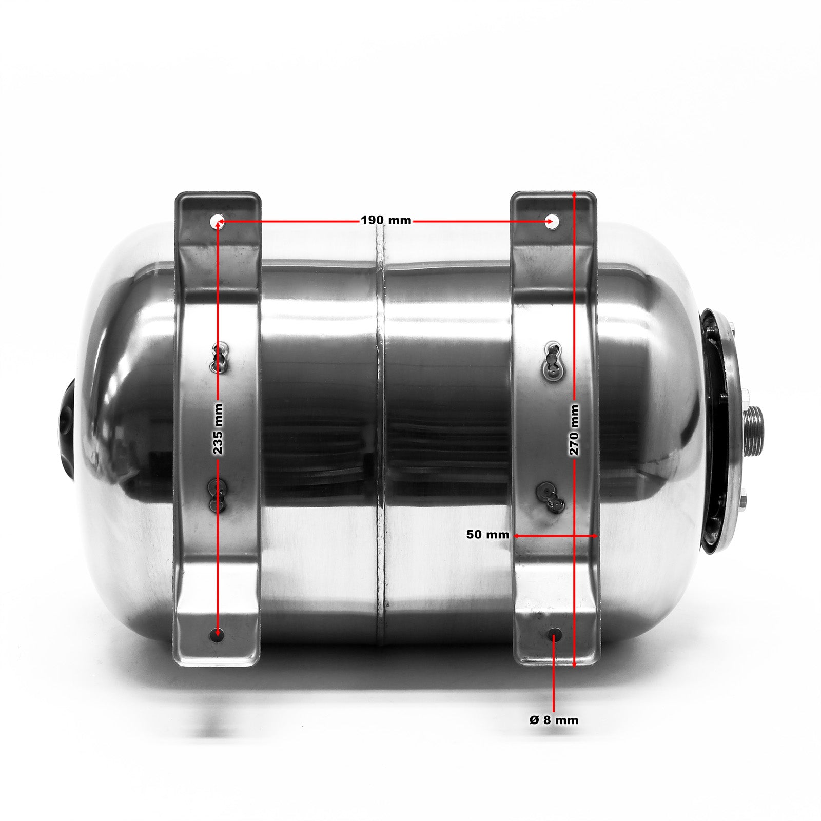 Vaso di espansione 24 l orizzontale acciaio inox per impianti idrici, sistemi autoclave, membrana EPDM