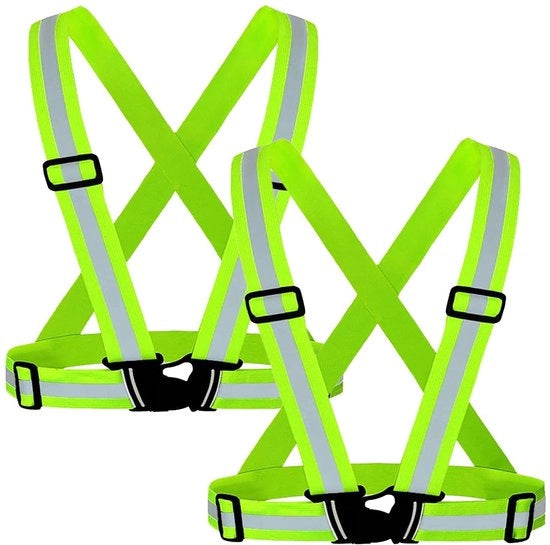 Set di Vestiti di Sicurezza da 2 pezzi - Leggero e Riflettente - Adattabile per lo Sport - Cintura Ergonomica - Respirante e Lavabile - Poliestere di Alta Qualità - Vestito Riflettente