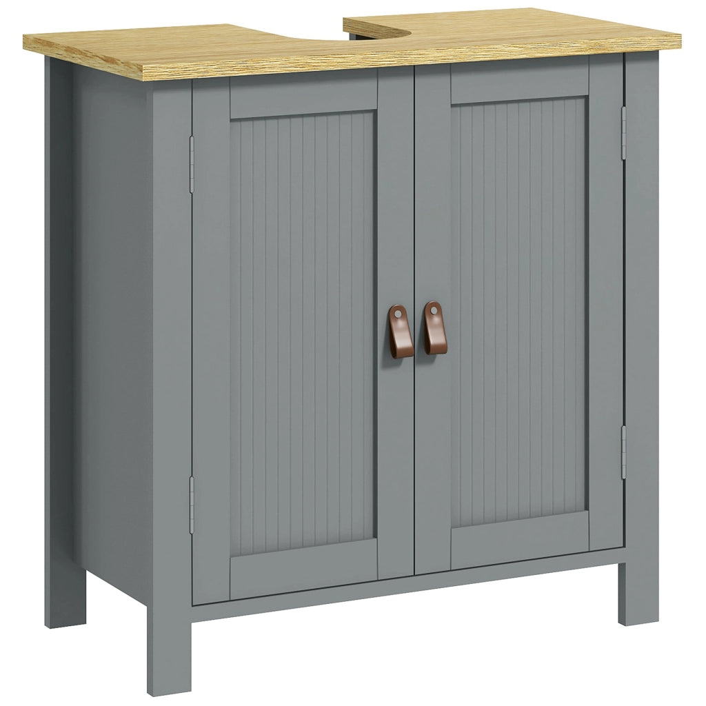 Mobiletto sottolavabo 2 ante ripiano regolabile grigio ¨C zephmum ¨C 60x30x60 cm