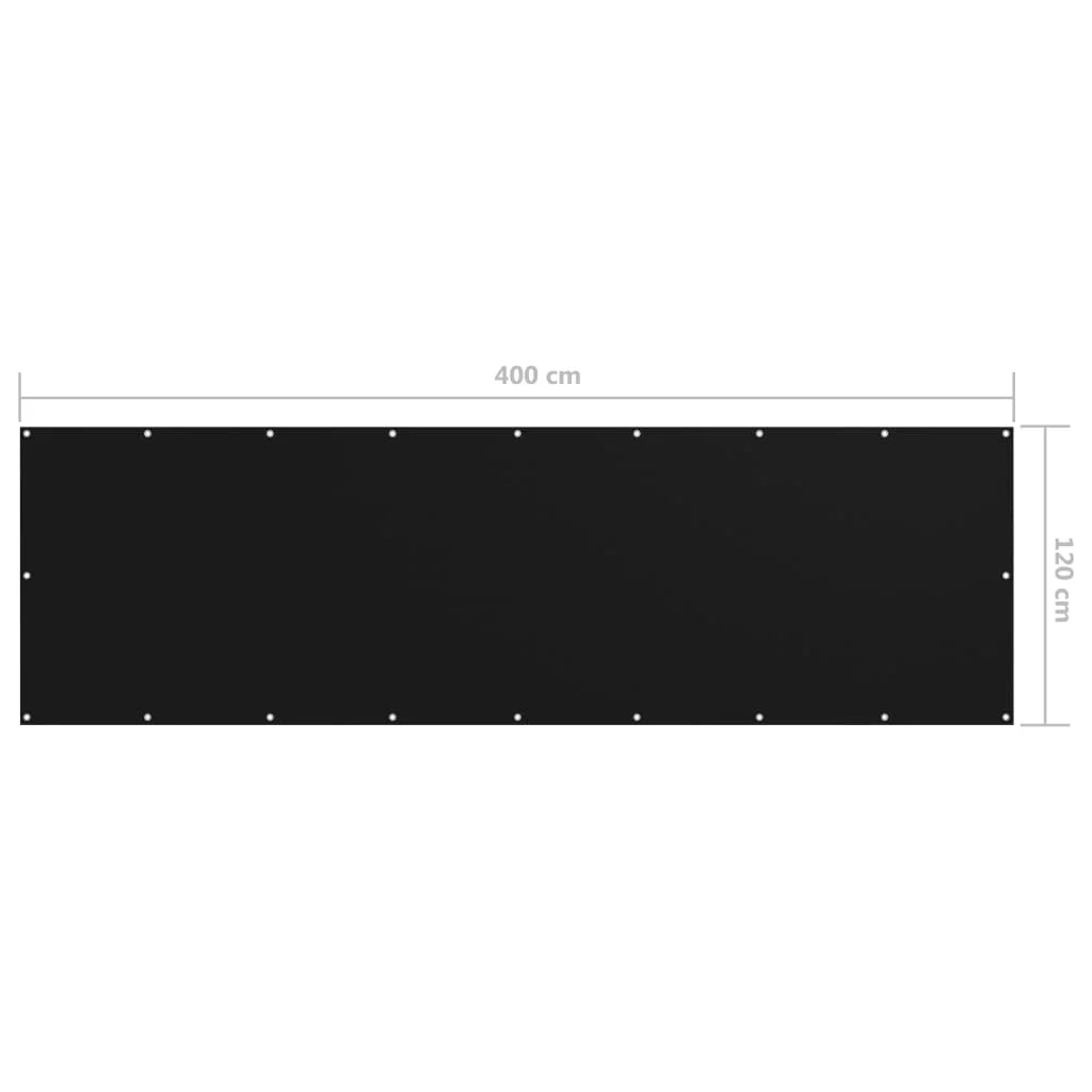 Schermo per balcone schermo per la privacy 120 x 400 cm tessuto Oxford nero 02_0010261
