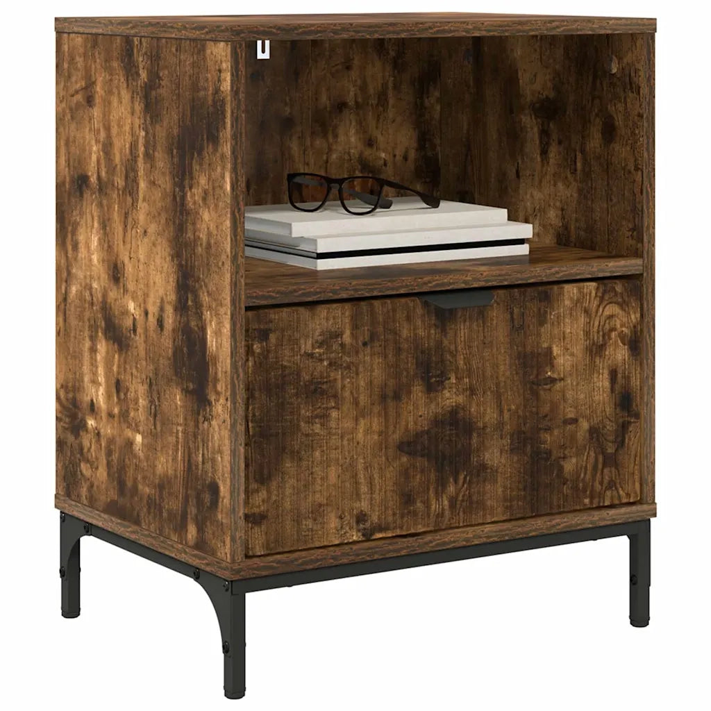 Set di 2 Comodini | Armadio da Notte | Mobiletto da notte con cassetto Rovere fumo 49 x 36 x 61 cm