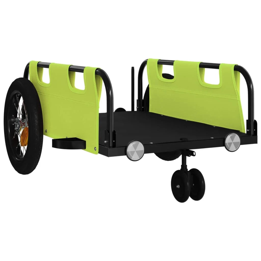Rimorchio per bicicletta carrello tessuto Oxford ferro verde 02_0044407