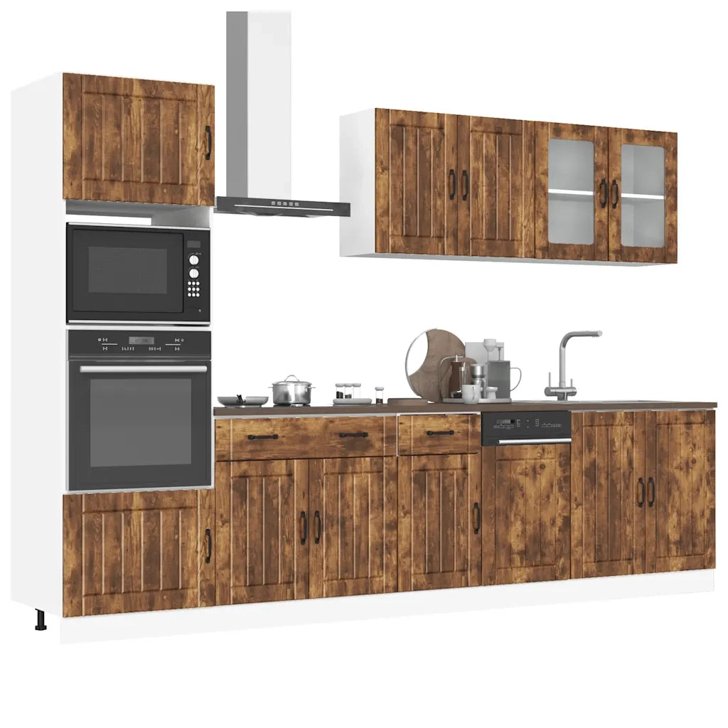 Set Mobili da Cucina 7 pz Lucca Rovere Fumo Legno Multistrato 3314746