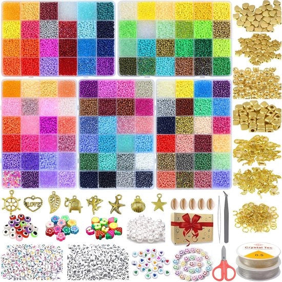 Set di Perle in Vetro con 120 Colori per Creare Gioielli - Completo con Accessori