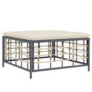 Poggiapiedi da Giardino con Cuscino in Polyrattan Beige CFW5009860