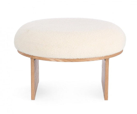 Sgabello Ø 61x38,5 cm Cozy Japandi in Tessuto Bianco