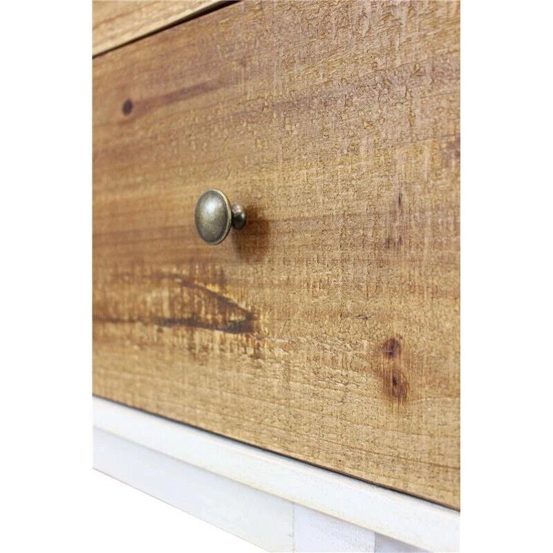 MOBILE BALDRIC IN LEGNO BIANCO CON 6 CASSETTI MARRONI 146 X 45 X H90 CM