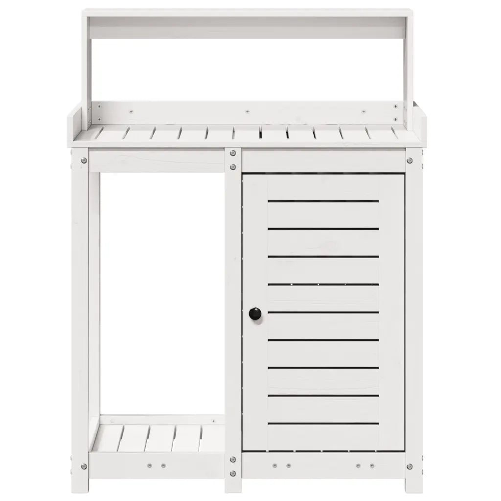 Tavolo Invaso con Ripiani-Tavolo da Lavoro con Ripiani Bianco 82,5x50x109,5 cm Massello Pino 218509