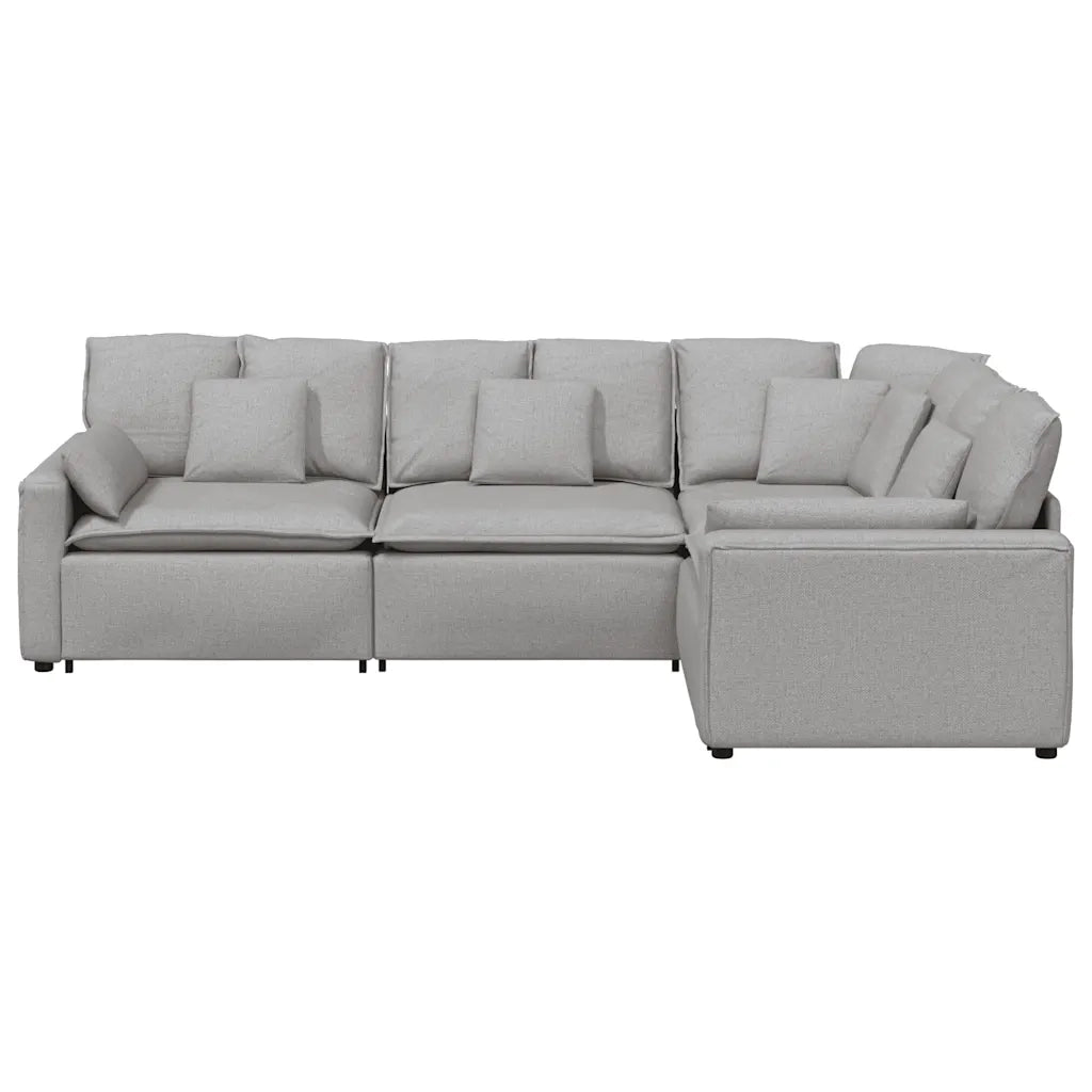 Divano Modulare con Cuscini in Tessuto Grigio Nuvola 3321156