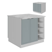 Isola cucina Fame-Line Blu-grigio chiaro/Bianco 90 cm senza piano di lavoro Vicco