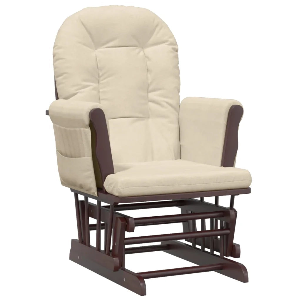 Poltrona | Sedia Relax Glider con Sgabello Bianco Crema in Tessuto
