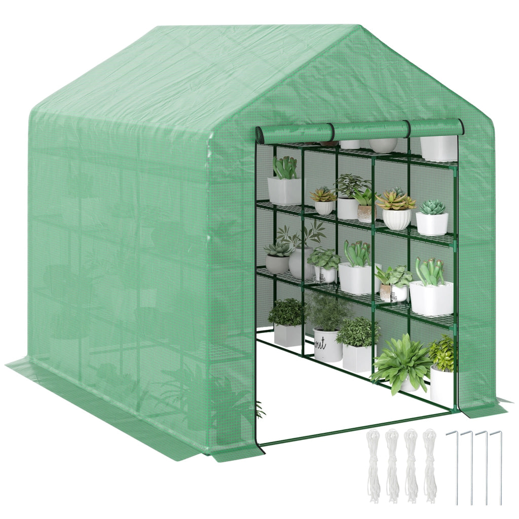 Serra da giardino con ripiani 3 livelli ¨C zephmum ¨C verde 244x180x210 cm