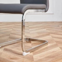 Set di 4 sedie da pranzo a sbalzo, struttura in metallo cromato, schienale in pelle PU, 42x 54 x 100 cm, Grigio