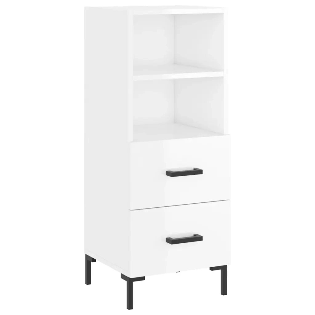Credenza | Madia | Buffet da pranzo | Armadio da pranzo Bianco Lucido 34,5x34x90 cm in Legno Multistrato