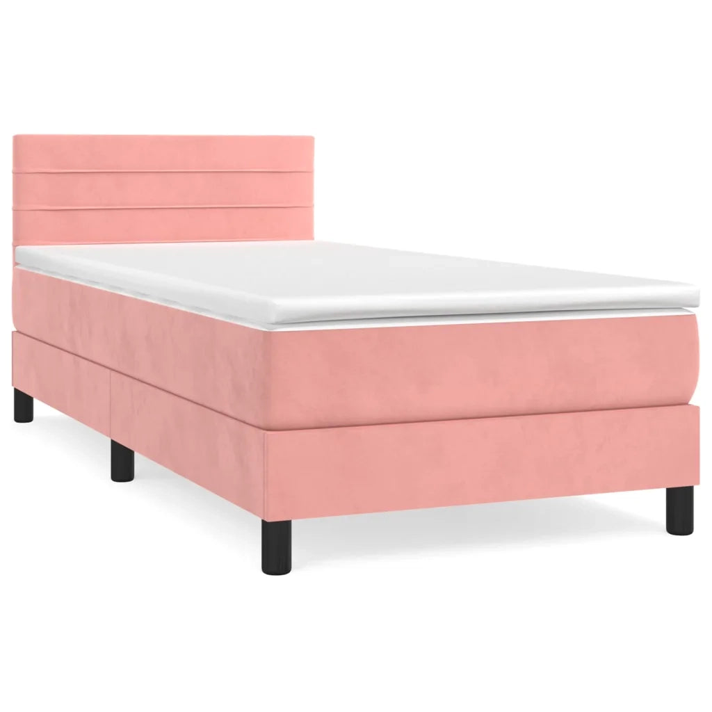 Giroletto a Molle con Materasso-Struttura Letto Rosa 90x200 cm in Velluto 821376
