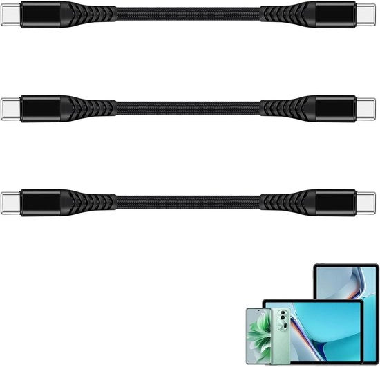 Cavo USB C a USB C corto 20 cm - 3 pezzi cavo di ricarica veloce con Power Delivery 60 W