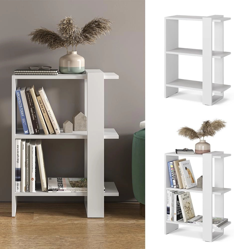 Divisorio per ambienti Basil, Bianco, 51.8 x 70 cm, utilizzabile come divisorio o come libreria aperta