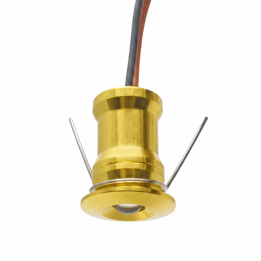 Mini faretto IP65 LED 1W resa 12W incasso punto luce 12V box doccia cielo stellato segnapassi luci gradini barca camper COLORE ORO 6400K