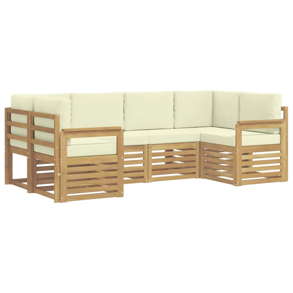 Set di divani da esterno 5 pcs Bianco e Crema