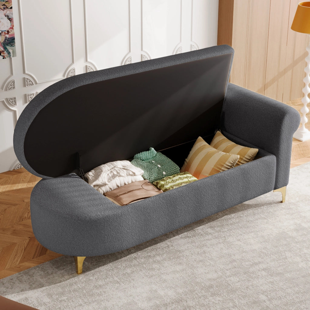 Chaiselongue multifunzionale 134 cm con vano portaoggetti nascosto, design rétro moderno, 2 cuscini
