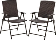 Set di 2 poltrone da giardino, sedie a sdraio, impermeabili, con schienale alto, sedie da balcone con braccioli, sedie pieghevoli, 136 kg di carico, marrone