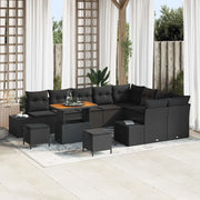 Set Divano da Giardino con cuscino 12 pcs Nero Poly Rattan 3364774