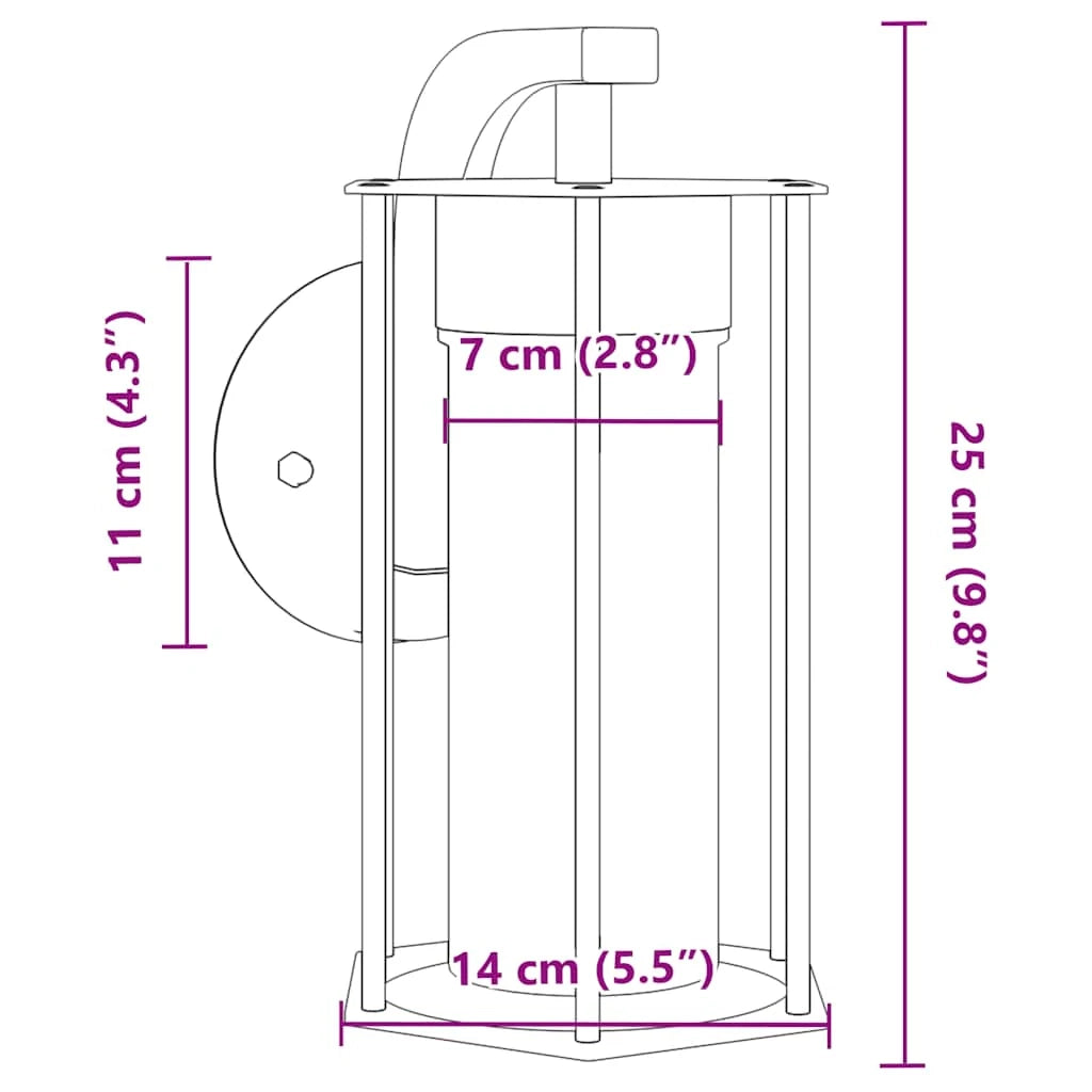 Elegante lampada da parete per esterni di design IP44 per uso in giardino 14 x 14 x 25 cm acciaio inox nero 02_0056575
