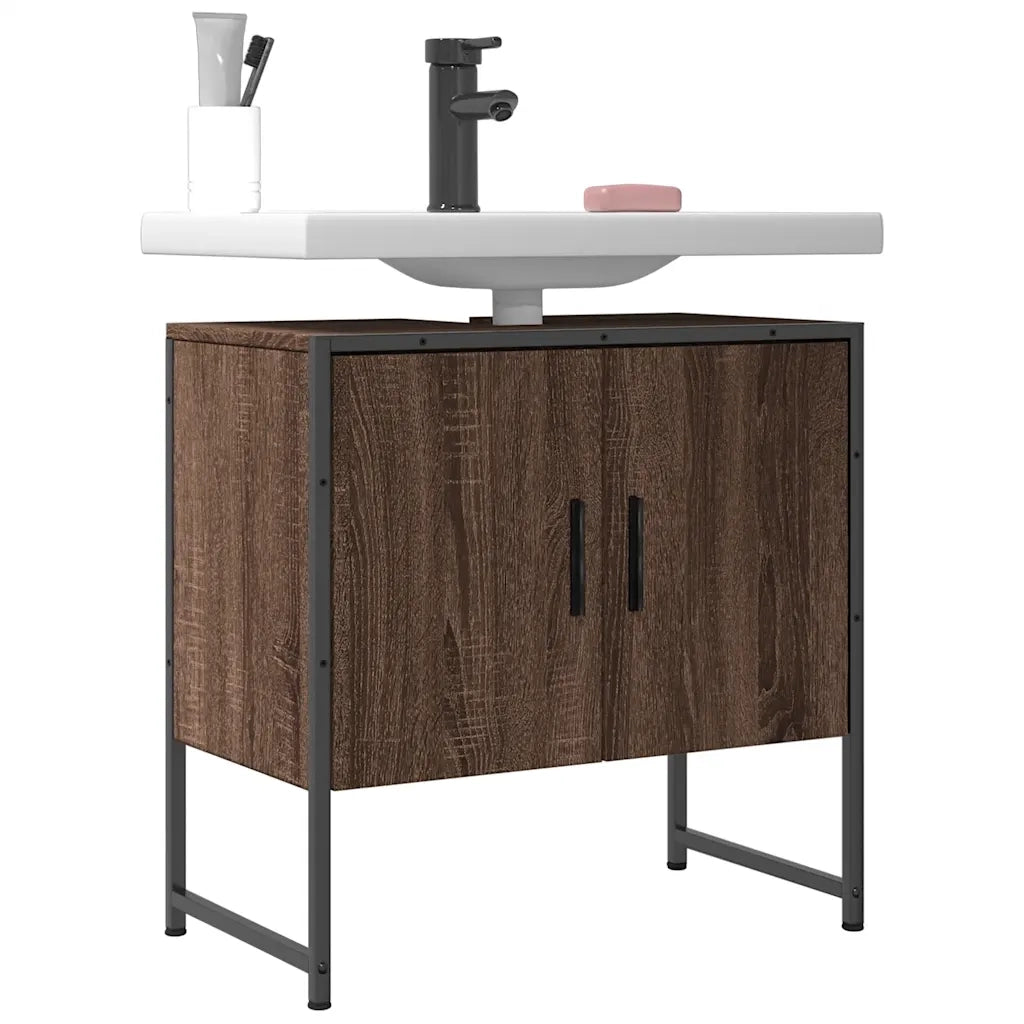 Mobile Lavabo Bagno-Armadietto da bagno Rovere Marrone 60x33x60cm Legno Multistrato