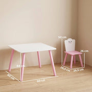 Set tavolo e 2 sedie Montessori per bambini rosa