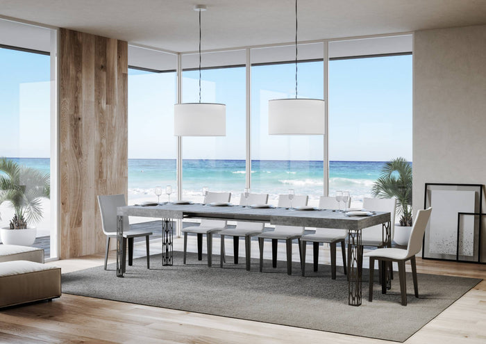 Tavolo Allungabile 200-304x90x77 cm Ghibli Cemento Telaio Antracite