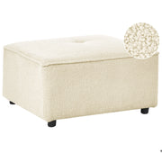 Pouf rettangolare in bouclé bianco sporco stile moderno