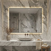 Specchio bagno LED ULEVR con cornice in alluminio, retroilluminazione, antiappannamento e luce dimmerabile