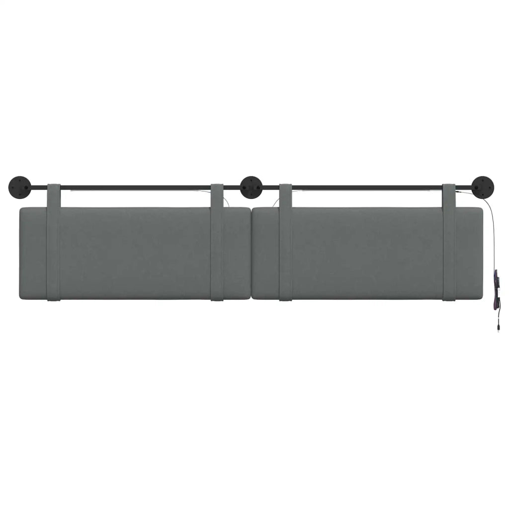 Testiera sospesa Con luce LED Grigio Scuro Tessuto