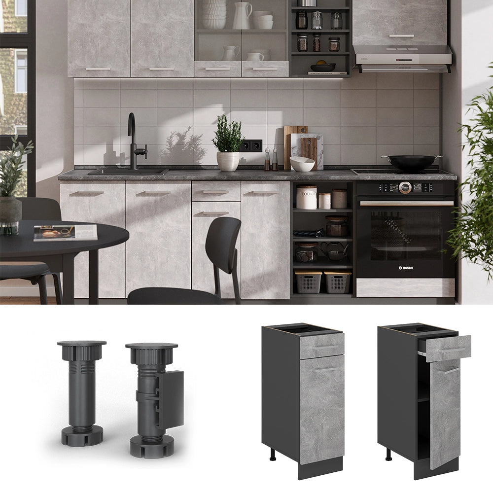 Vicco Mobiletto base per cucina Calcestruzzo 30 cm , PL Antracite