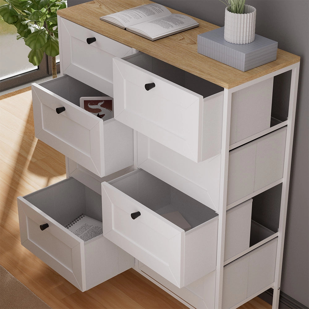 Vicco Armadio Bianco 80 x 95 cm con 8 cassetti