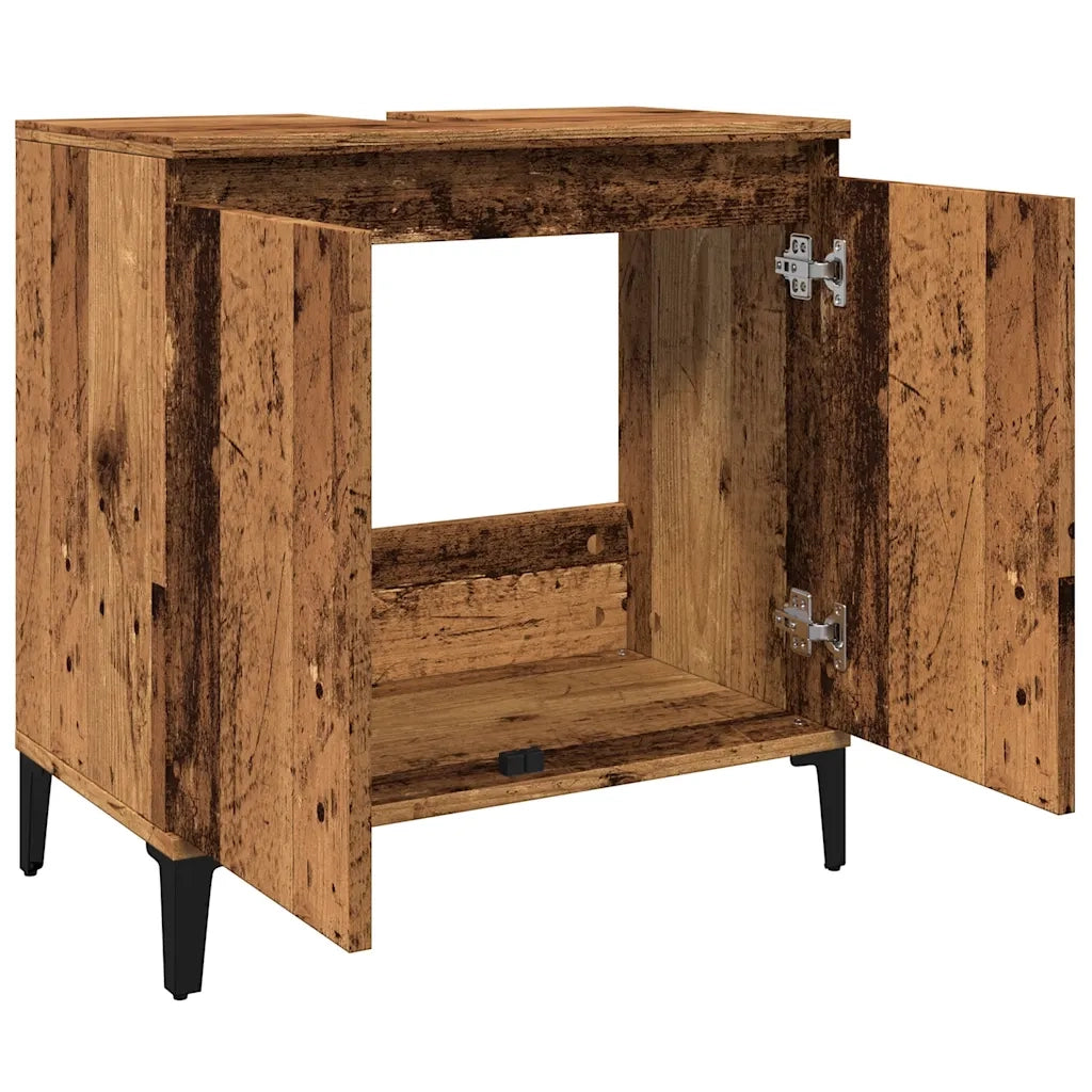 Mobile Lavabo-Armadietto da bagno Legno Antico 58x33x60 cm in Legno Multistrato 235471
