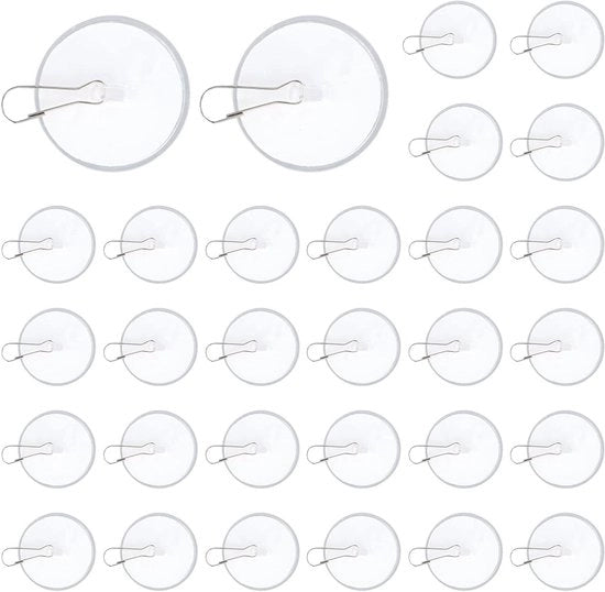 30 Haken per Plafondo per Vlagge 3 cm con Clip per Plafondo Transparente - Senza Forare - per Cucina Bagno Parete o Plafondo