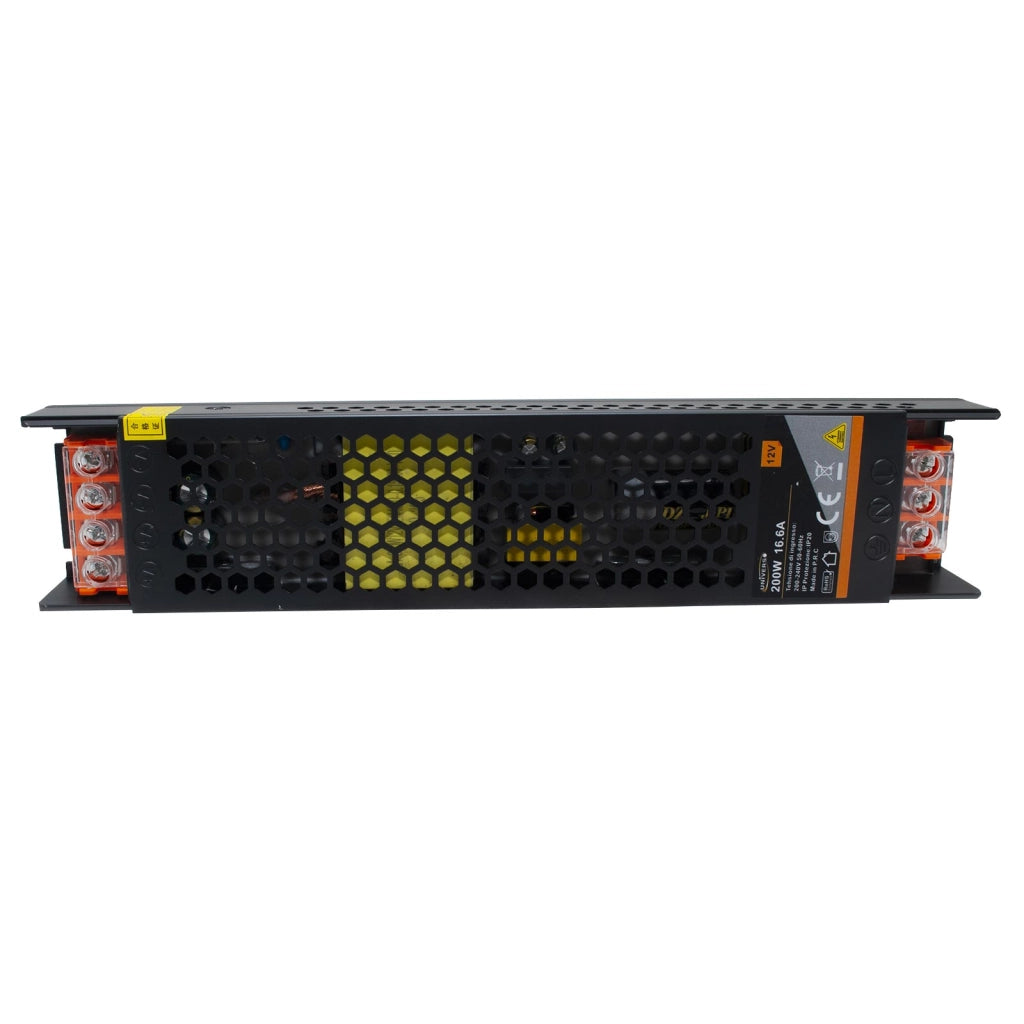 Alimentatore slim 200W trasformatore da 230V a 12V videosorveglianza LED 16.7A