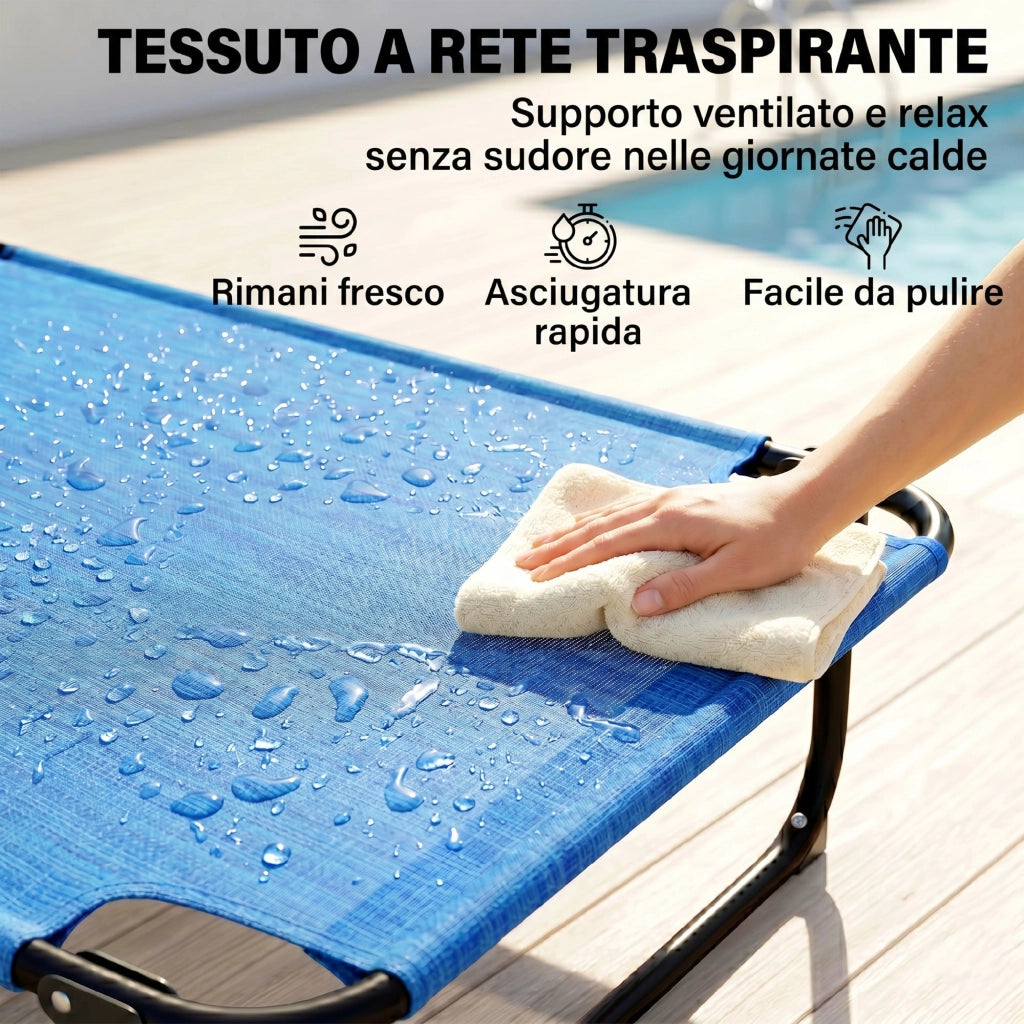 Sdraio Pieghevole da Giardino con Cuscino e Schienale Regolabile ¨C Zephmum ¨C Blu Scuro