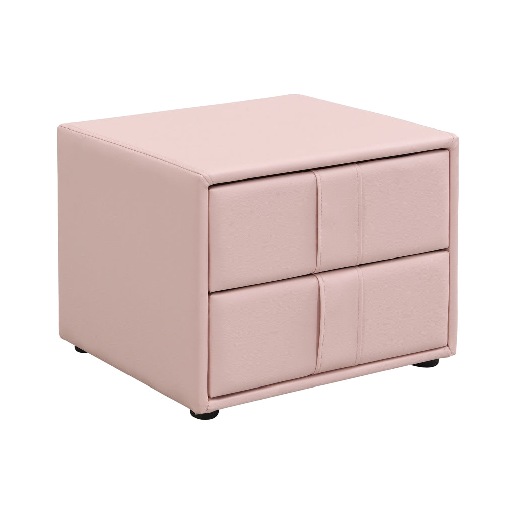 DESMIU Letto bambini 90 × 200 cm con testiera orso, comodino coordinato, senza materasso, in PU, rosa