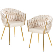 Kit 2pz Sedia Poltrona in Metallo Oro e Velluto Beige Ergonomica Casa Ristorante Bar