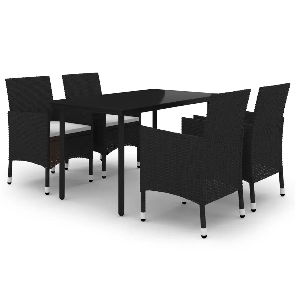 Set da Pranzo da Giardino 5 pz con Cuscini Polyrattan e Vetro cod mxl 39400