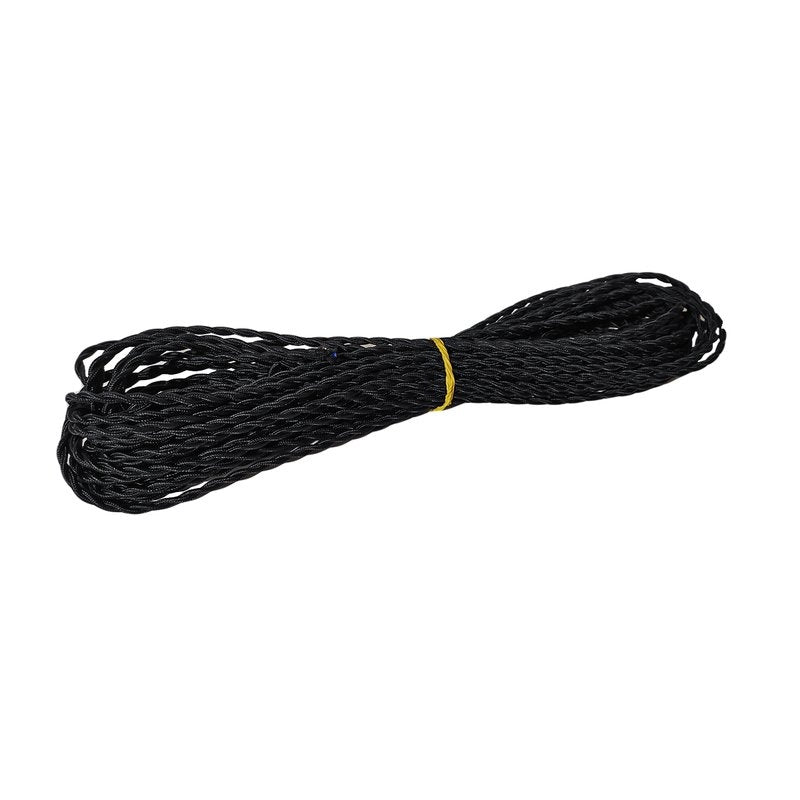 Cavo Elettrico Rivestito in Tessuto Colore Nero 2X0,75 Corda Trecciata Twisted Wire 1 Metro SKU-3779