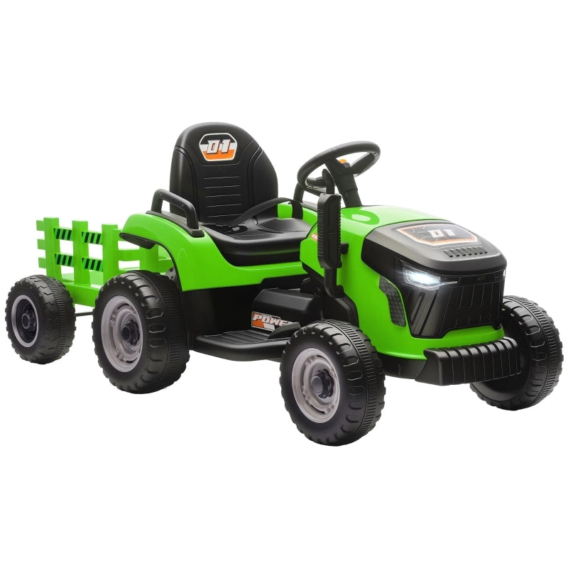 Trattore elettrico per bambini, trattore cavalcabile con telecomando, avviamento graduale, per bambini dai 3 agli 8 anni, verde