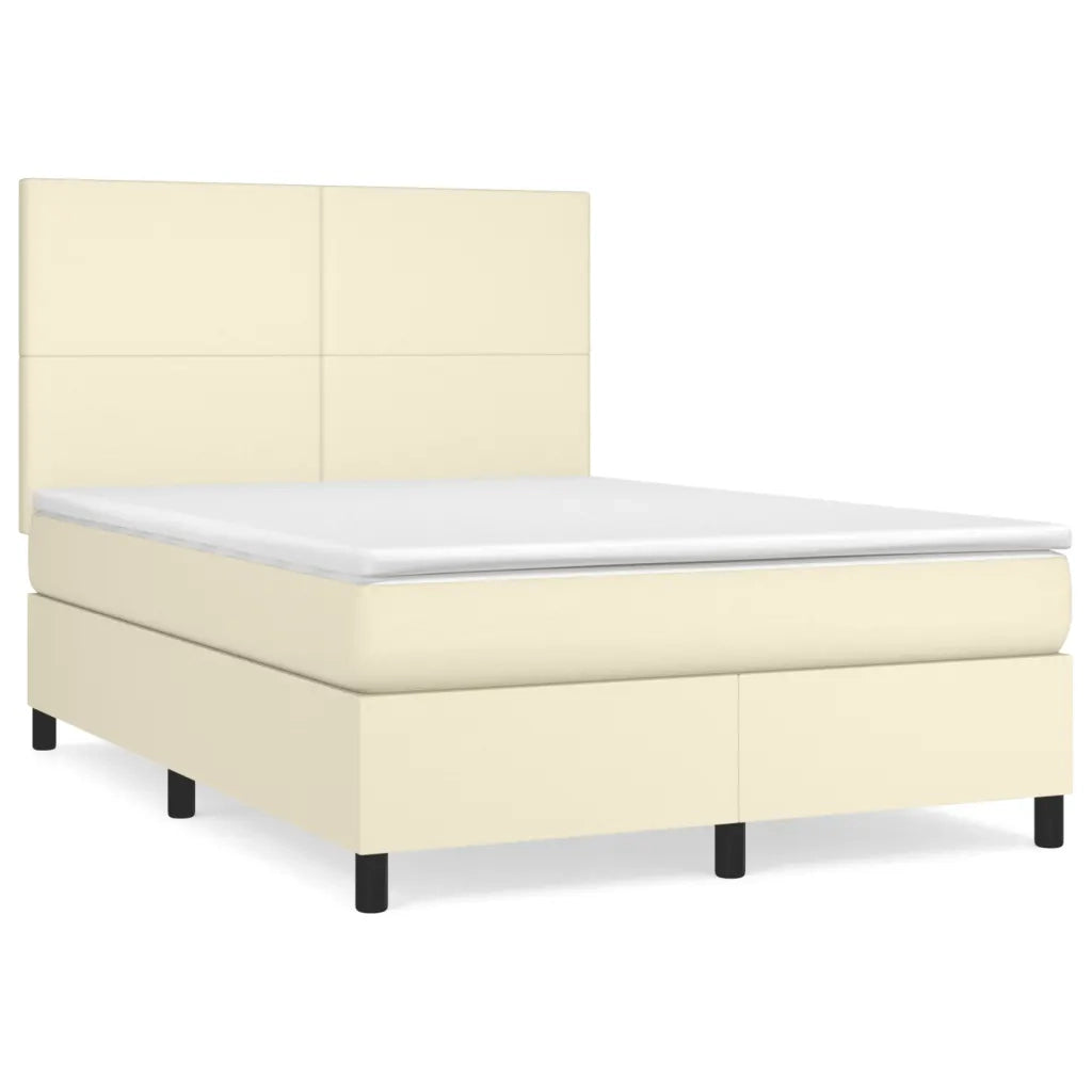 Giroletto a Molle con Materasso Crema 140x190 cm in Similpelle 3142721