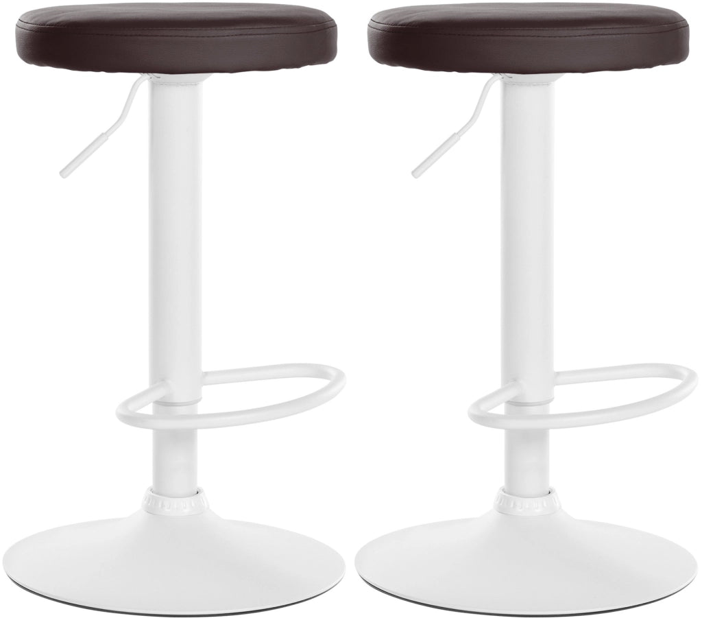 Set di 2 sgabelli da bar Ponte in similpelle marrone,Metallo bianco opaco