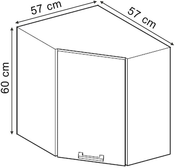 Mobile angolare da cucina R-Line, Nero lucido, 57 cm, per la libera combinazione all'interno di sistemi cucina modulari
