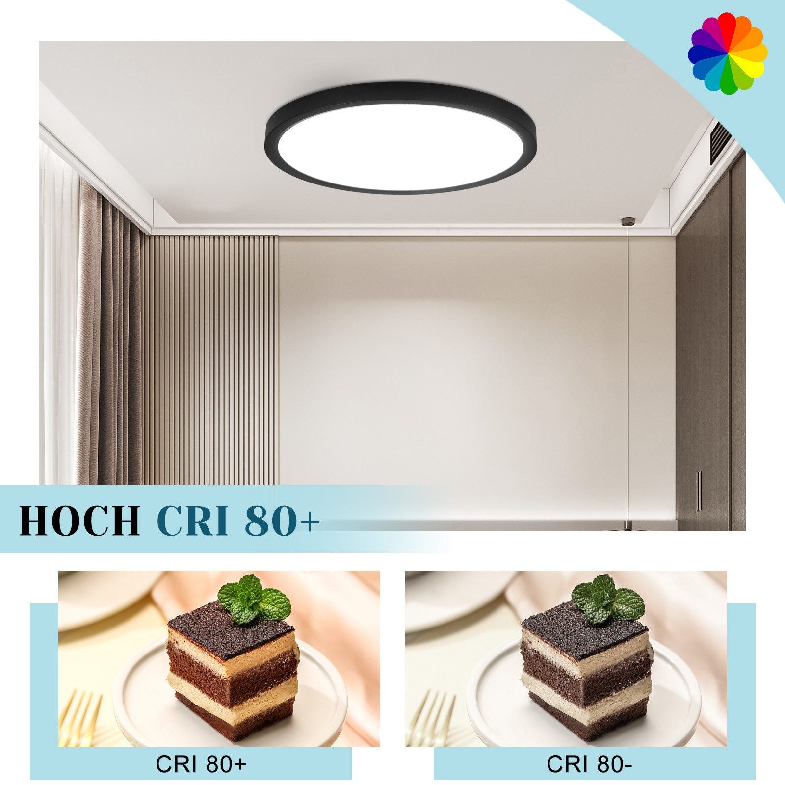 ZMH Lampada da soffitto LED piano 30 cm 24W nero 6000K moderna per cucina corridoio camera letto